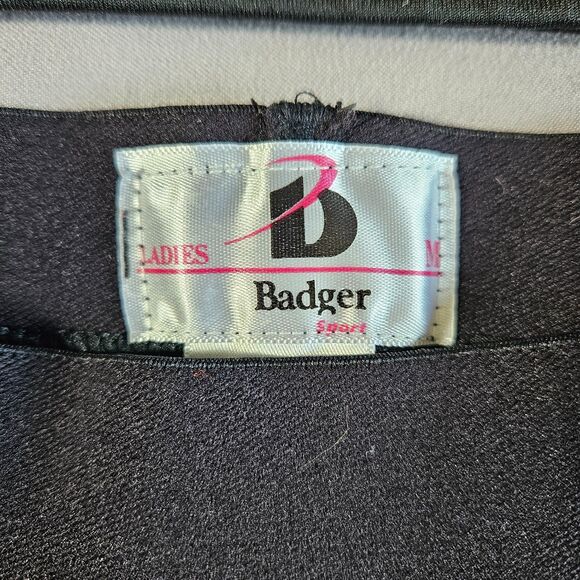 Badger Sport Women Bra & Boy Shorts Set Size M Black Activewear Gym Logo Stretch - Picture 6 of 16